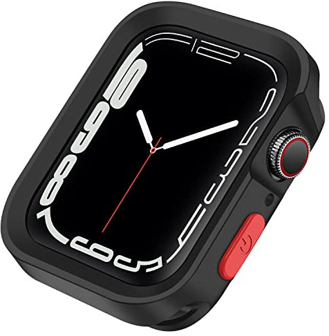 Anlinser Schutzhülle Kompatibel mit Apple Watch Hülle 44mm 45mm, Weiche Stoßfeste Bumper Gehäuse Case Schutzhülle für iWatch SE Serie 7/6/5/4, Schwarz