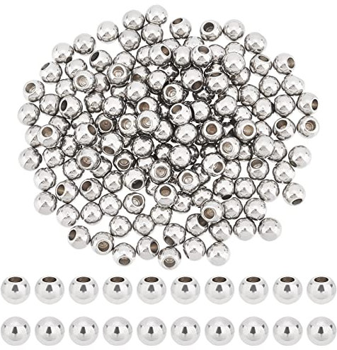 DICOSMETIC 150 Stück Endkappen Für Memory Drähte Edelstahl Schnur Endkappen Runde Halbgebohrte Perlen Kugelform Endstücke Für Ohrringe Halskette Armband Schmuckherstellung DIY Handwerk Bohrung: 2mm