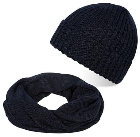WARM WINTERSET MARINE MÜTZE WINTERMÜTZE A-06 MIT WINTERSCHAL D-09 AUS WOLLE PAOLO PERUZZI ZZ-16-DB