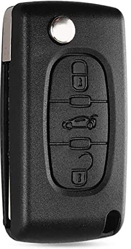 3 Tasten Auto Schlüsselanhänger Gehäuse Ersatz Kompatibel für Peugeot 107 207 307 407 607 208 308 408 für Citroen C2 C3 C4 C5 C6 C8 Faltbare Funkschlüssel Zubehör((HU83,CE0536)