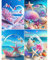 DANXIAN Diamond Painting Full Set, 4 Stück 5D Diamant Painting Bilder Seestern mit Diamond Painting Zubehör DIY Diamant Malerei für Wohnzimmer Schlafzimmer Büro Wand Und Eingang Dekoration