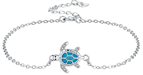 J.MUEN Schildkröte Armband 925 Sterling Silber Armkette Schmuck Verstellbares Armband 17+4cm,Schmuckgeschenke für Frauen Mädchen