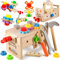 FAMKEEP Cassetta Attrezzi Legno,29 Pezzi Giocattolo Montessori Bambini di 1 2 3 4 5 Anni,Adatto Ragazzi Compleanno Halloween Natale Pasqua Regalo