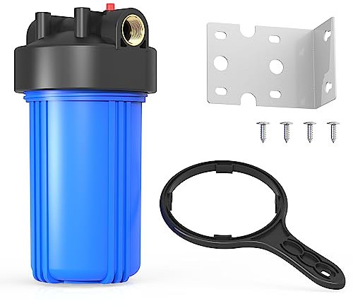 MewMore WHB10 - Alloggiamento filtro acqua per tutta la casa, adatto per filtri sedimenti da 10 x 4,5 pollici, per acqua di pozzi e città, porta NPT da 1 pollice, rilascio di pressione