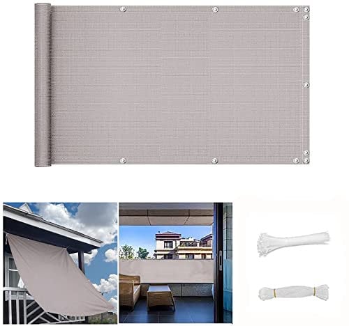 QINGLV Pantalla De Privacidad 60x100cm Mallas Protección Visual Balcon Impermeable Opaco Tela Balcon Privacidad con Cuerda Y Bridas -Gris Claro