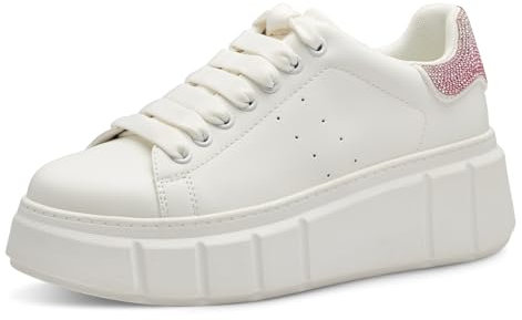 Tamaris Damen Sneaker Low Undefined Vegan; White/Fuxia/weiß; 39