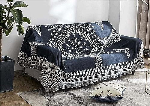 Sofabezug Recamiere, Marineblau Wohndecke als Sofadecke, Couch Überwürf, Sofa Überzug mit Nautisches Muster mit Quaste aus Gemischt, 90x90cm
