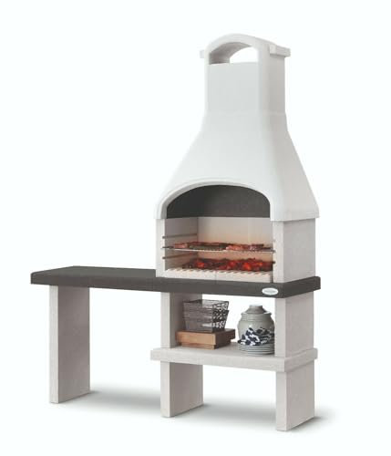 Palazzetti Orlando Masonry BBQ Grill - Wood or Charcoal Fired in grey and White
