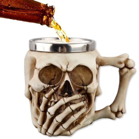 BAYINBROOK Tazza Teschio, Tazza Personalizzata, Boccale Birra Personalizzato, Tazza Medievale, Bicchieri Birra Particolari, Adatto per Birra, Succhi di Frutta, Caffè, Ecc. (B)