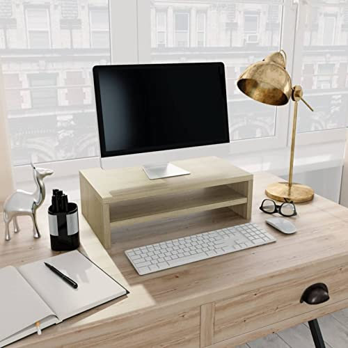 ARKEM Wood Monitor Stand Riser, Desk Monitor Stand,Ergonomic LapT O P Printer Stand with Cable Management for Computer, Notebook, iMac, PC,Monitor Stand Sonoma Oak 42x24x13 cm Engineered Wood