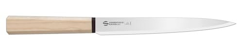 Ambrogio Sanelli, Coltello da Cucina Professionale Hexagon, Coltello Yanagiba con Lama 21 cm in Acciaio Inox all'Azoto e Manico Esagonale, Coltelli Professionali per Sushi e Sashimi, Made in Italy
