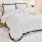 White Ruffle Duvet Cover Sets 3 Pieces Lace Bedding Set with 2 Pillowcases King Soft Breathable Microfiber Duvet Cover 220 x 230 cm