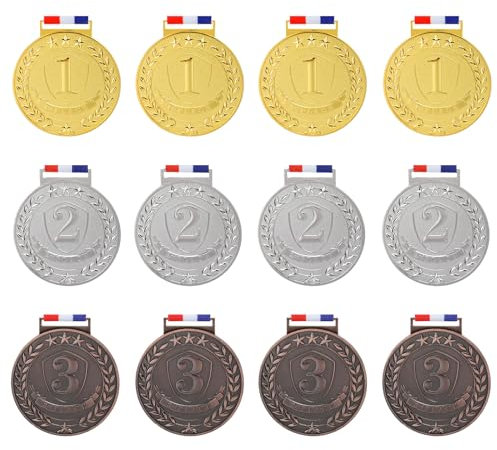 Abaokai Medaillen für 1., 2., 3. Auszeichnung, 7,6 cm, olympischer Stil, Siegermedaillen für Gold, Silber, Bronze, Preise für Wettbewerbe, Party (Gold, Silber, Bronze, 12 Stück)