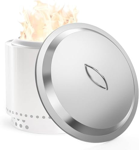 onlyfire Couvercle en 304 Acier Inoxydable pour Brasero Solo Stove Bonfire 19,5, Φ50cm Couvercle de Brasero Portable avec Poignée, pour D'extérieur et Accessoires de Camping, Utilisable comme Table