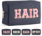 MAGEFY Chenille Letter Kleine Kosmetiktasche Make up Tasche für Handtasche Cord Make up Tasche mit Fächern Reise Make up Tasche für Mädchen Frauen, Schwarz-Hair
