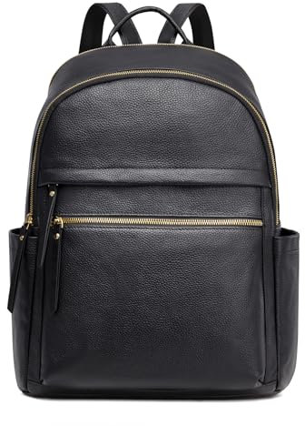 Kattee Women Genuine Leather Backpack Purse Fashion School Bag Large Fit for 14 inches Laptop