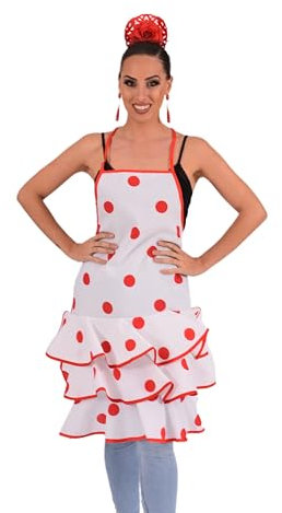 AMARU SANCHESU Delantal Flamenco Mujer Danza Baile Sevillanas Cocina (diseño 6, talla unica)