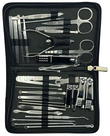 SAMSIDD Manicure Set, Pedicure Kit, Nail Clippers, Professional Grooming Kit, Nail Tools 32 in 1 with Luxurious Travel Case for Men and Women 2024 Upgraded Version (Black)