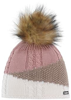Eisbär Mütze Damen Eden Lux Crystal Mehrfarbig - Merino Bommelmütze für Frauen - mit Fleece schützt vor Kälte und Wind - Strickmütze mit Pompon aus Kunstfell mit Swarovski Kristallen edle Wintermütze
