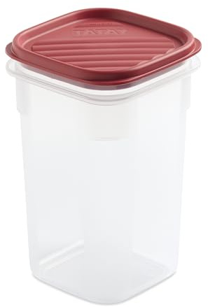 TATAY Frischhaltedose Top Flex Vorratsdosen mit Deckel Luftdicht | Frischhaltedose Lebensmittel | Volumen 1 L | 10x10x16,5 cm | Auslaufsicherer Verschluss | Ohne BPA | Robuster Kunststoff, Rot