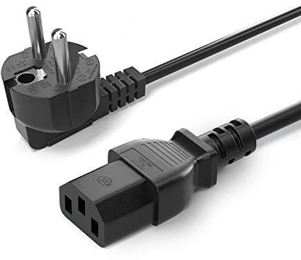 IEC Cable 1.5 m, 3 Pin AC Power Cord Compatible with Desktop Computer, PC Monitor, LCD Plasma TV, Projector, Amplifier, Speaker, Rice Cooker, Radio, Scanner, Printer Power Cord, Pack of 2