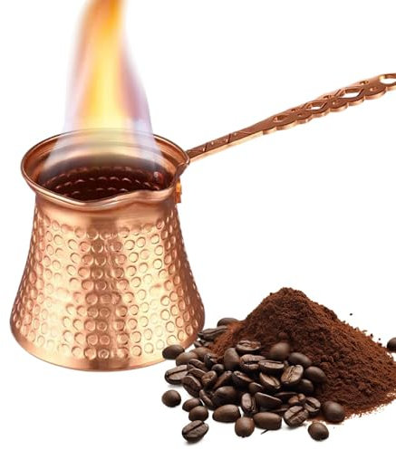 Genérico Cafetera turca | Cafetera turca Cezve de 317 ml | Estufa | Cafetera árabe de metal creativa | Cafetera turca con mango largo | Cafetera ergonómica para calentar café, hacer cócteles