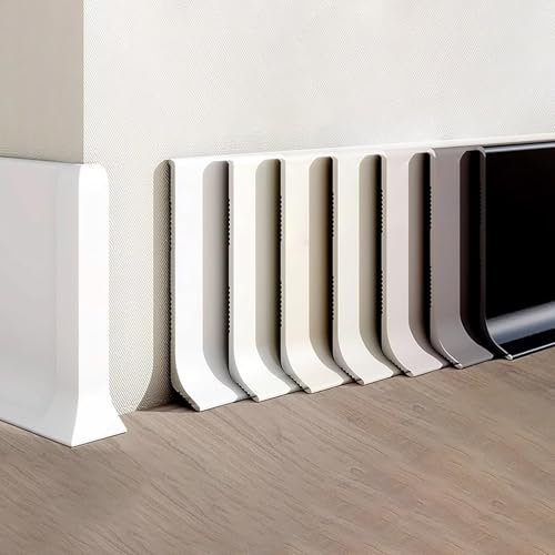 Raouoae Battiscopa In Alluminio Anodizzato Da 125cm (2 Pezzi) - Resistente All'Acqua E All'Umidità, Facile Installazione Per Soggiorno, Bagno, Cucina E Uso Domestico, Design Elegante(Schwarz,Höhe: 40m
