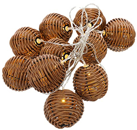 Cabilock Guirlande Lumineuse LED Décorative 200Cm Imitation Rotin À Piles 50 Lampes pour Décoration Intérieure Ambiance Romantique Fête Mariage