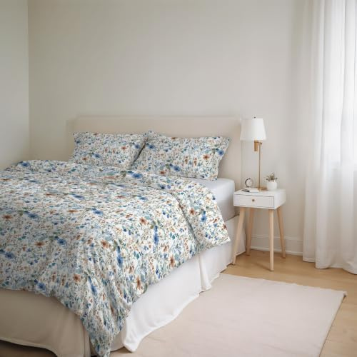 Ida Cotton Double Duvet Cover Set, Made in Italy – Duvet Cover Set – Duvet Cover 250 x 200 cm with Double Flap and 2 Pillow Cases (Double, Ermes)