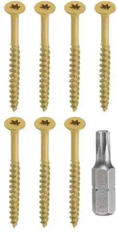 sourcing map 25pcs Deck Screws #10 x 2-1/2 Torx Exterior Wood Screws Rust Resistant Epoxy Coating Outdoor Decking Nails with T25 Star Drive Bit, Screws for Decks Fences Machinery Ship
