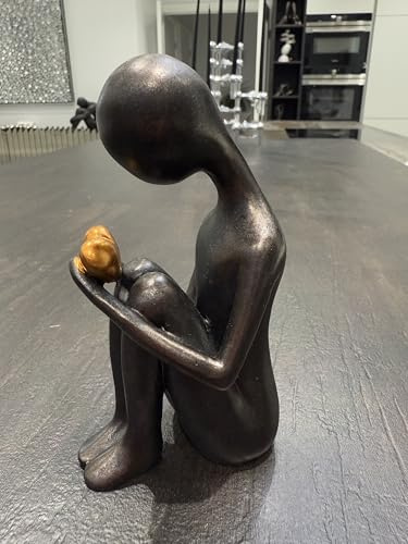 Haute Collage Herzliche Skulptur Findet Frieden in Erinnerung, ruhige Reflexion, Trost, verlorener geliebter Mensch, Trauer, Hörschmerz (Bronze)