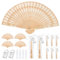 Winocbxt 50 Sets Wooden Folding Hand Fans for Wedding Favors Bridal Shower Gifts for Guests, Summer Party Favors Bulk Return Gifts with Organza Bags and Thank You Tag