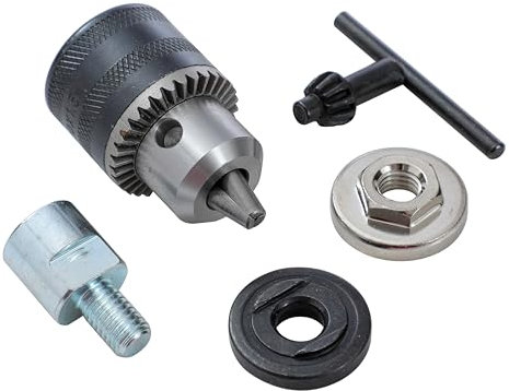 KATSU Tools Angle Grinder Attachment Adapter M14 Female to M10 Male Thread Converter with 10mm Drill Chuck & Flange Nuts, Fits Core Bits, Grinding Discs, Polishing Pads and More