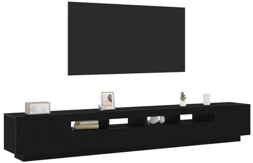 vidaXL Black Oak TV Stand Set - Media Console & Entertainment Unit - Engineered Wood with Storage Drawers for Living Room