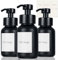 3er Seifenspender Schwarz Glas Set, 250ml Seifenspender Dusche, Edelstähle Pumpspender mit Etiketten Shampoo Spender für Küche Badezimmer Bad (Schwarz)
