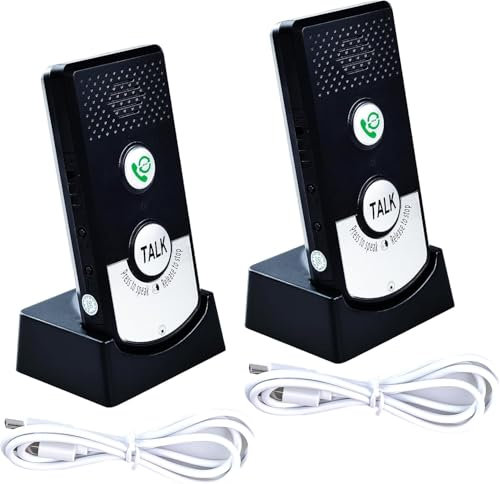 2 Way Voice Intercom, 1000m Long Range Wireless Waterproof Intercom with 2 Bases, Indoor Outdoor Interphone System for Family/Elderly/Office/Hospital