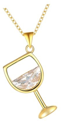 Veemoon Weinglas Anhänger Halskette Kreative Halskette Golden