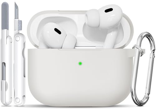 TNSNK Schutzhülle für AirPods Pro 2. / 1. Hülle (2023/2022/2019), weiche Silikon-Schutzhülle, mit Reinigungsset und Schlüsselanhänger, unterstützt kabelloses Laden, (für AirPods Pro 2. / 1. Hülle, B1