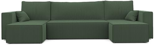 IDOHOME Canapé en U Convertible avec Coffre 312 x 145 cm | 312 x 145 cm, Espace généreux, Salon et nuit, Coffre intégré