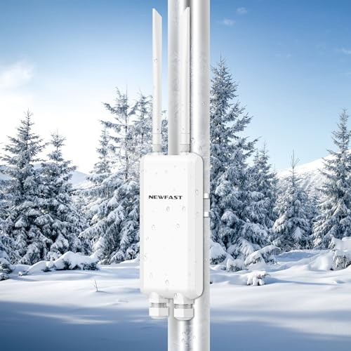 NEWFAST Outdoor WLAN Access Point,1200Mbps Gigabit WLAN Access Point Für Garten,mit 3 Gigabit Ethernet Ports und 2*5dBi-Antennens,PoE Powered,IP66 Water Resistant,Verschiedene Modi,Stabile Signal,Weiß