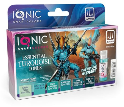 IONIC Essentielles Türkis-Set, vielseitiges Set mit 6 Flaschen mit je 20 ml Farben aus dem Sortiment