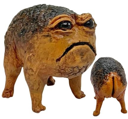 Ziennhu Toad Figur – Schwarze Afrikanische Regenfrosch Statue Aus Harz | Lustige Tier Dekoration | Hässliche Niedliche Mini Skulptur Geschenk Für Zuhause Tisch Raumdeko
