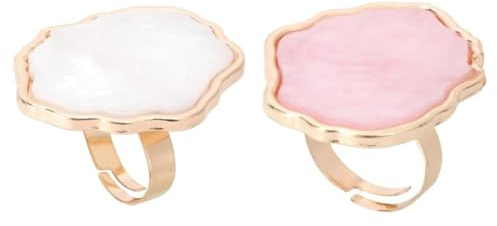 Ubric 2PCS Shell Ring Palette Mixing Tray for Nail Polish Nail Art Mixing, Finger Rings Nails Tip Holder, Women Manicure Tools (White + Pink)
