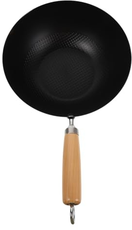Beavorty Petit Wok en Fonte Japonaise 24 Cm sans Revêtement, Poêle à Frire pour Cuisinières à Gaz, Wok Maison Polyvalent pour Cuisson Quotidienne sans Pfoa ni Pfas