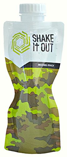 Shake It Out ® Collapsible Shaker Bottle for Protein Shakes, Supplements - 12 Ounce Reusable, Recyclable, Travel Bottle (Camo, Single)