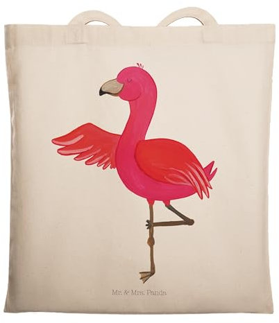 Mr. & Mrs. Panda Tragetasche Flamingo Yoga - Geschenk, Vogel, Yoga Urlaub, Beutel, Rosa, Einkaufstasche, Shopper, Entspannung, Yoga-Übung,