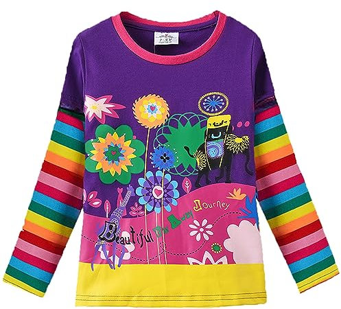 VIKITA Mädchen Langarm Baumwolle T-Shirt Top 1-8 Jahre L328 7T