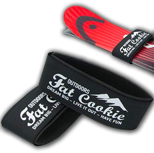 Skigurte – Strapazierfähiges Klettverschluss-Skigurt-Paar – EVA-Protektor-Pads zwischen den Skis passend für schmale und breite Puder-Skis.