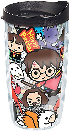 Tervis 1267929 Harry Potter - Group Charms Tumbler with Wrap and Black Lid 24oz, Clear