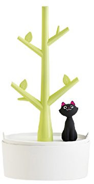WAYER Chat Porte-bagues, Porte Bijoux Bijoux Organisateur Rack Créatif Arbre Ornements de décoration Bague Tour présentoir-Vert 10x19.3cm(4x8inch)